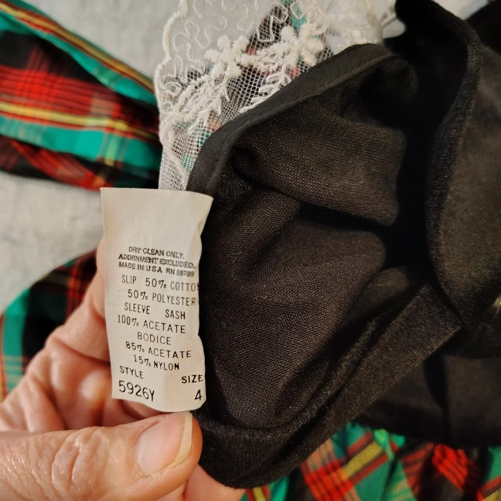 Vintage 1980s Martha's Too Girls‎ 4 Plaid Tiered Christmas Party Dress